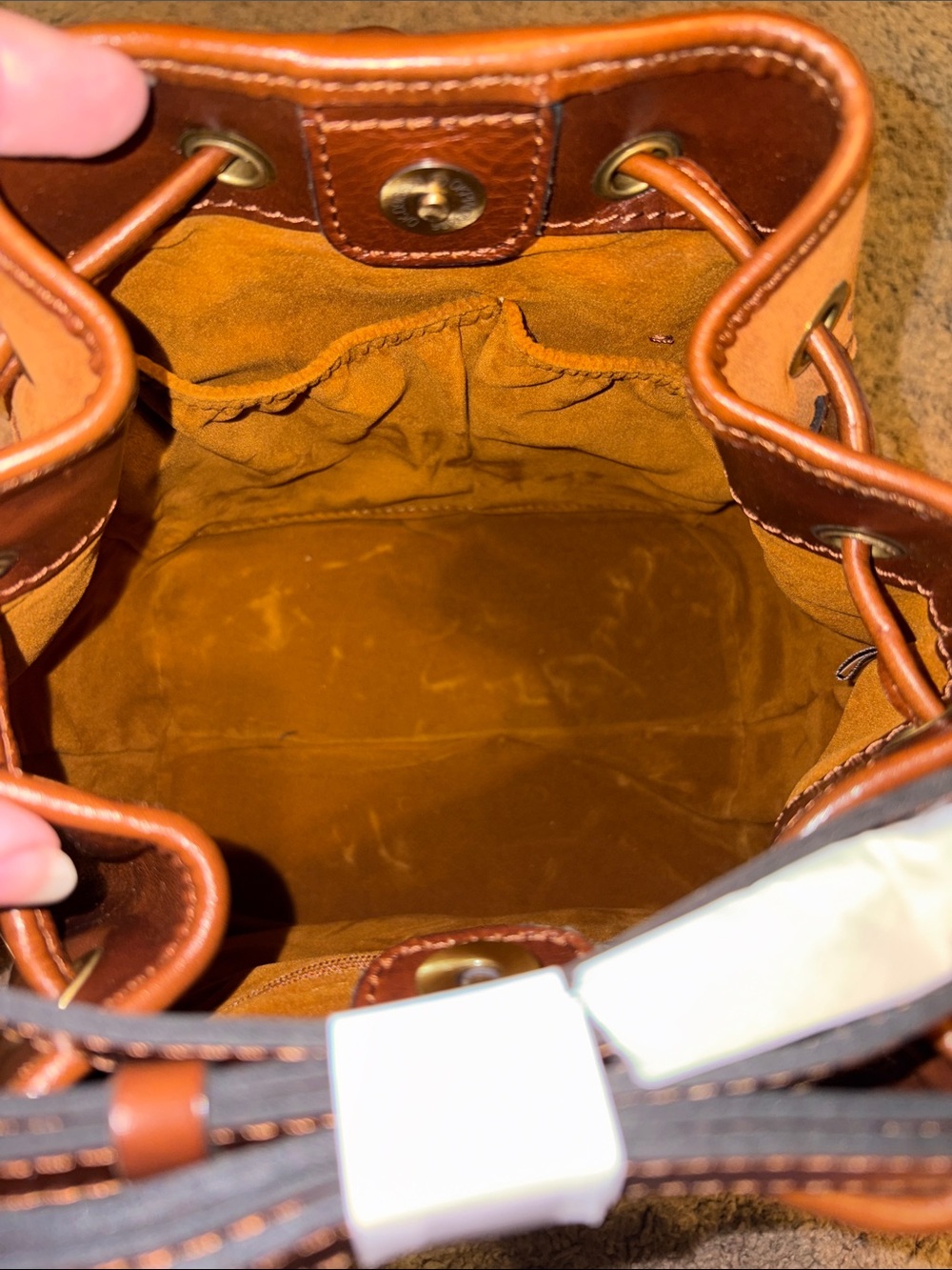 NWT-Patricia Nash-Bellona Bucket Bag-Suede Leather Weave Design-Cognac-$249 - Picture 10 of 15